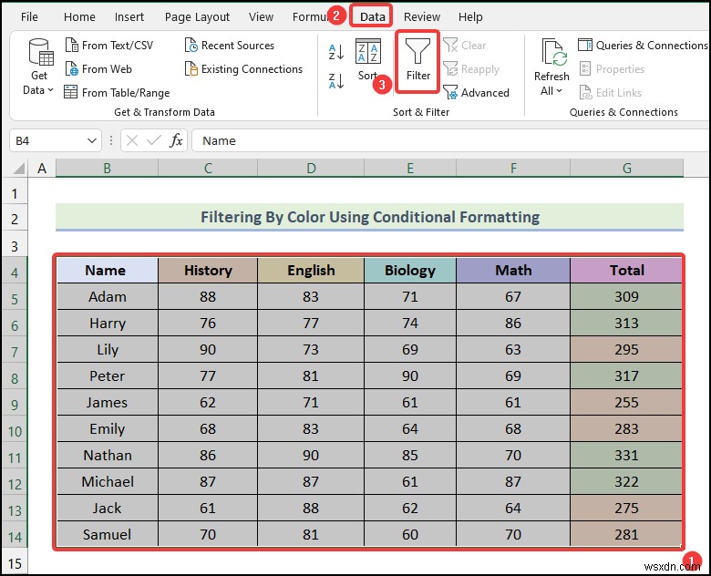 Excel में कंडीशनल फ़ॉर्मेटिंग का उपयोग करके रंग द्वारा फ़िल्टर कैसे करें