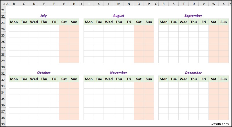 Excel में एक वार्षिक कैलेंडर कैसे बनाएं (आसान चरणों के साथ)