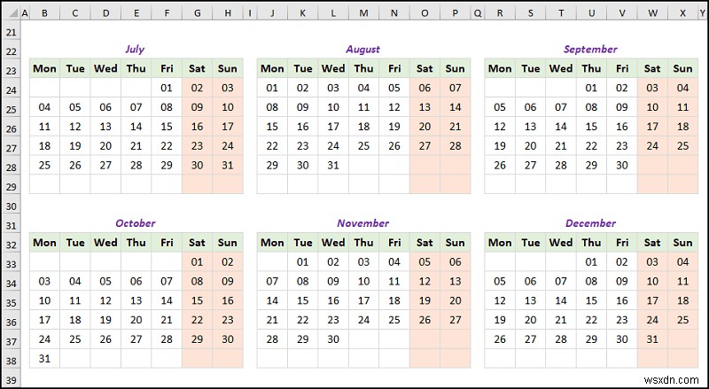 Excel में एक वार्षिक कैलेंडर कैसे बनाएं (आसान चरणों के साथ)