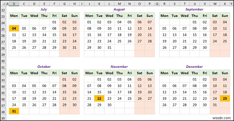 Excel में एक वार्षिक कैलेंडर कैसे बनाएं (आसान चरणों के साथ)