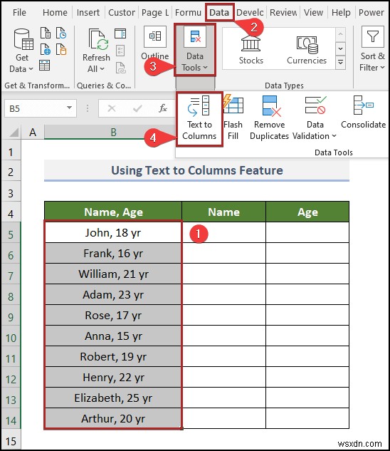 Excel में बिना ओवरराइटिंग के टेक्स्ट को कॉलम में कैसे बदलें