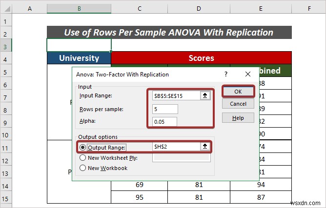 Excel में प्रति नमूना ANOVA की पंक्तियों को कैसे लागू करें (2 आसान तरीके)