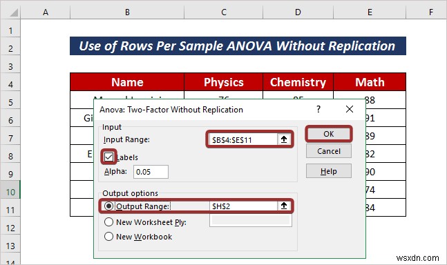 Excel में प्रति नमूना ANOVA की पंक्तियों को कैसे लागू करें (2 आसान तरीके)