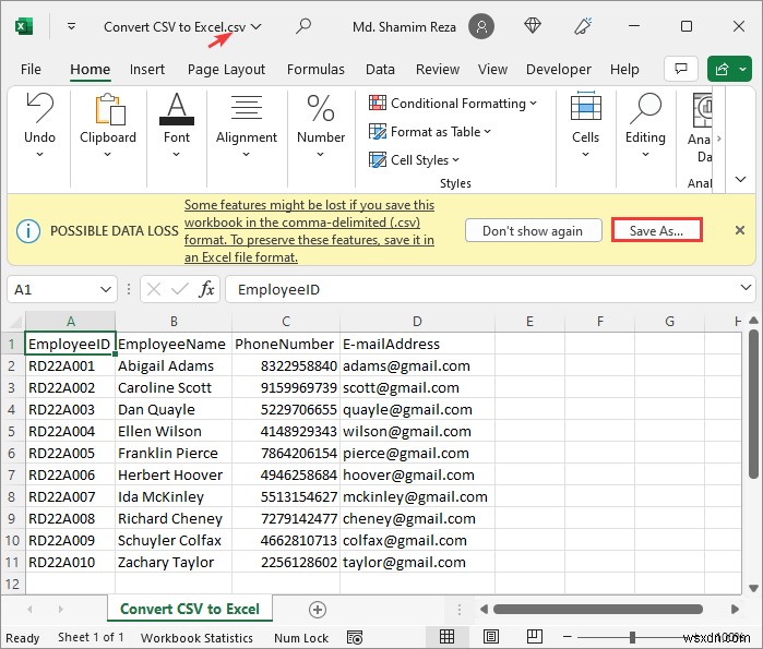 CSV को आसान चरणों के साथ स्वचालित रूप से एक्सेल में बदलें