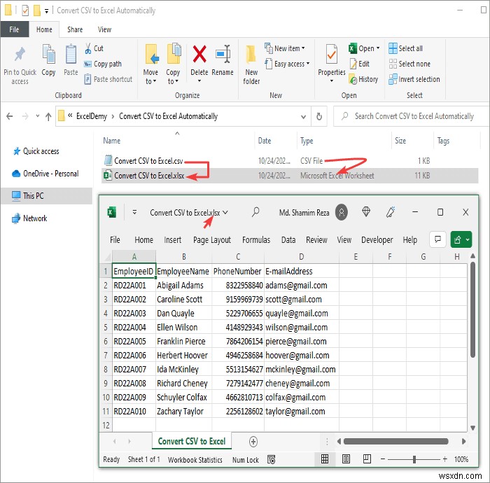 CSV को आसान चरणों के साथ स्वचालित रूप से एक्सेल में बदलें