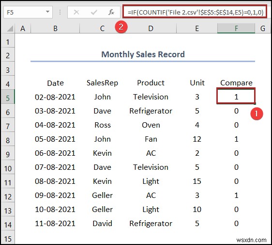 Excel में 2 CSV फ़ाइलों की तुलना कैसे करें (6 आसान तरीके)