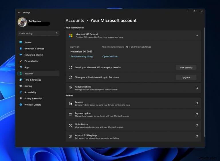 जनवरी Windows 11 वैकल्पिक अपडेट सेटिंग ऐप में Microsoft खाता पैनल जोड़ता है