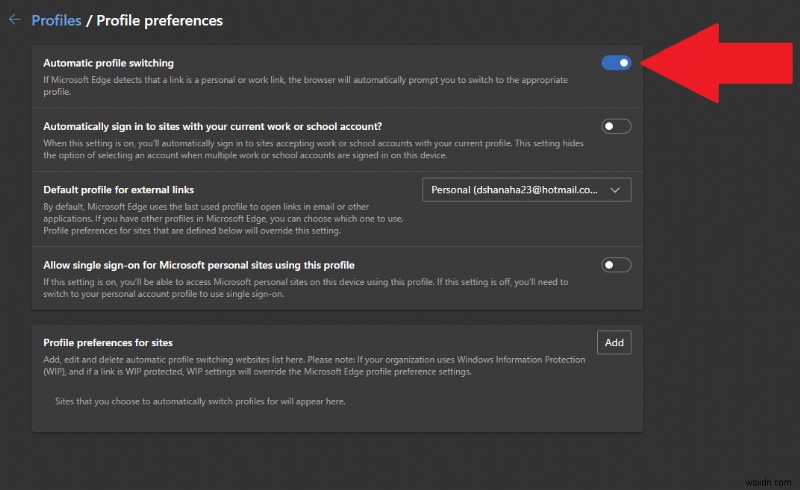 अपने काम और निजी जीवन को अलग रखने के लिए एज ऑटोमैटिक प्रोफाइल स्विचिंग को कैसे सक्षम करें