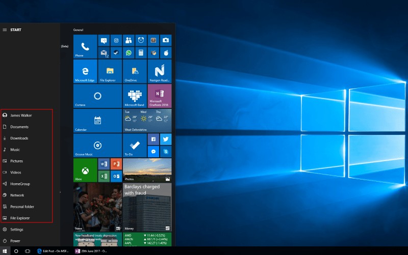 Windows 10 स्टार्ट मेन्यू में फोल्डर शॉर्टकट कैसे कस्टमाइज़ करें