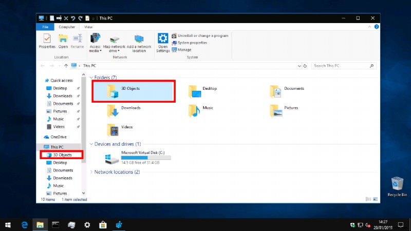 विंडोज 10 में इस पीसी से 3D ऑब्जेक्ट कैसे निकालें 