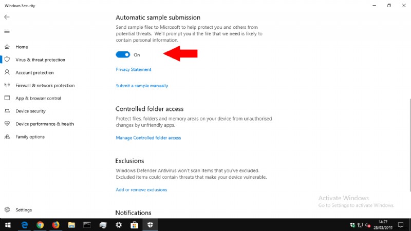 Windows 10 को स्वचालित रूप से Microsoft को वायरस के नमूने भेजने से कैसे रोकें