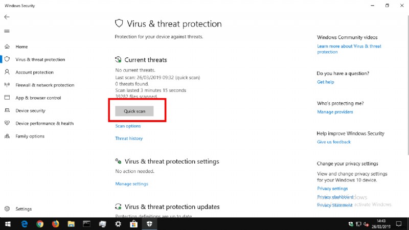 Windows 10 में वायरस स्कैन कैसे करें