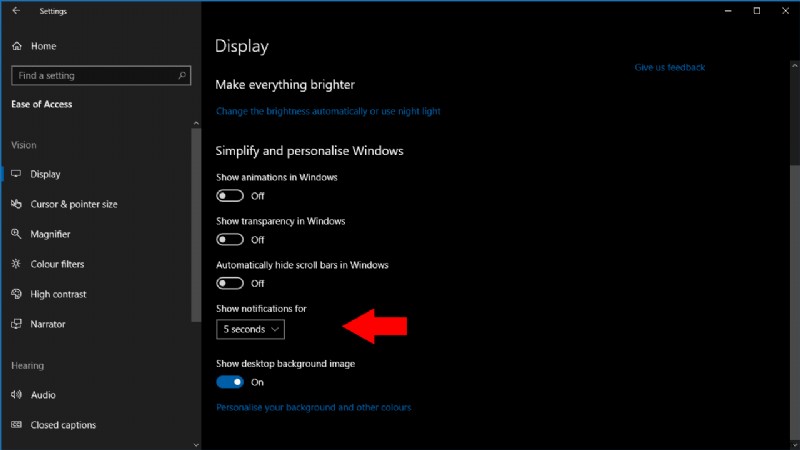 Windows 10 नोटिफिकेशन टाइमआउट कैसे बढ़ाएं