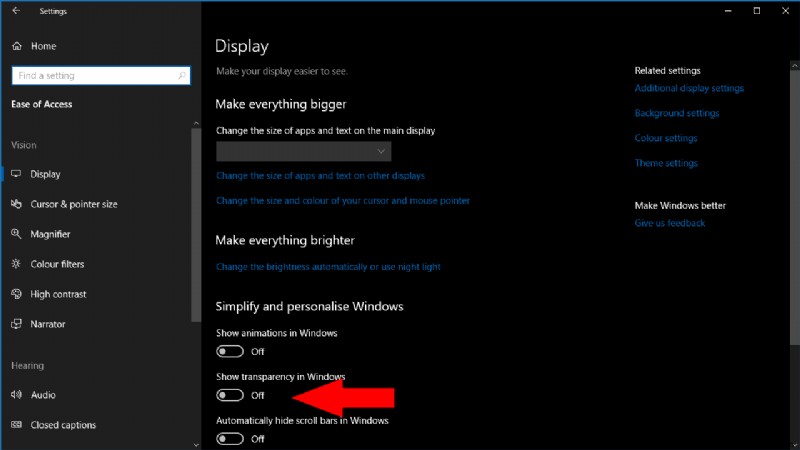 Windows 10 में फ़्लुएंट डिज़ाइन पारदर्शिता प्रभावों को अक्षम कैसे करें