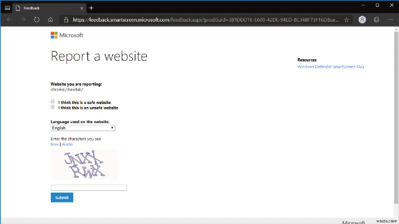 Microsoft Edge Insider में किसी असुरक्षित या दुर्भावनापूर्ण वेबसाइट की रिपोर्ट कैसे करें