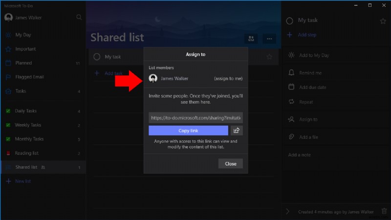 Microsoft To-Do में उपयोगकर्ताओं को कार्य कैसे असाइन करें
