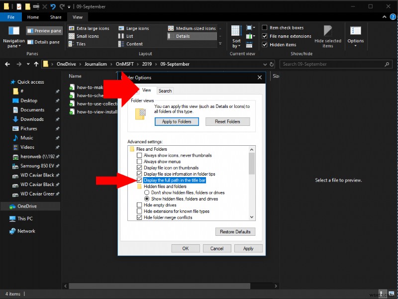 Windows 10s File Explorer को टाइटल बार में पूर्ण निर्देशिका पथ कैसे दिखाएं