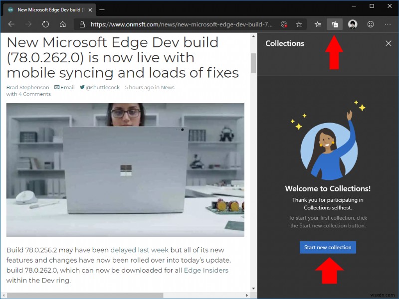 Microsoft Edge Insider में कलेक्शंस का उपयोग कैसे करें