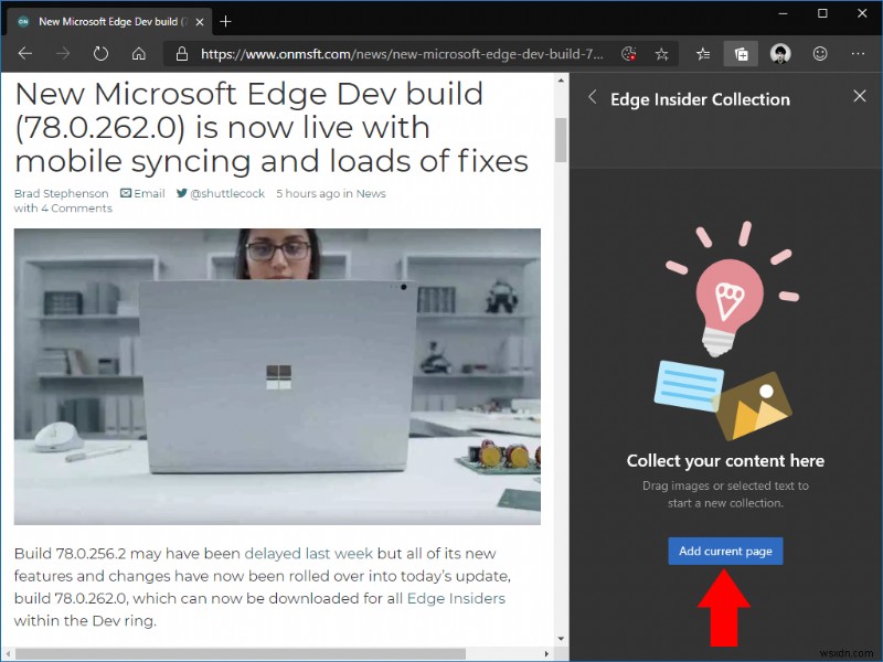 Microsoft Edge Insider में कलेक्शंस का उपयोग कैसे करें