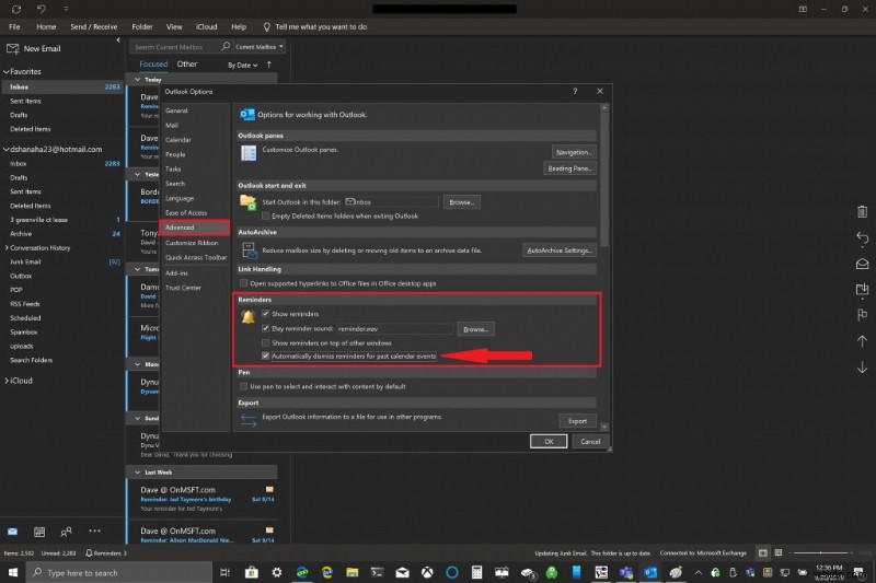 ऑफिस 365 में पिछले आउटलुक रिमाइंडर्स को कैसे खारिज करें