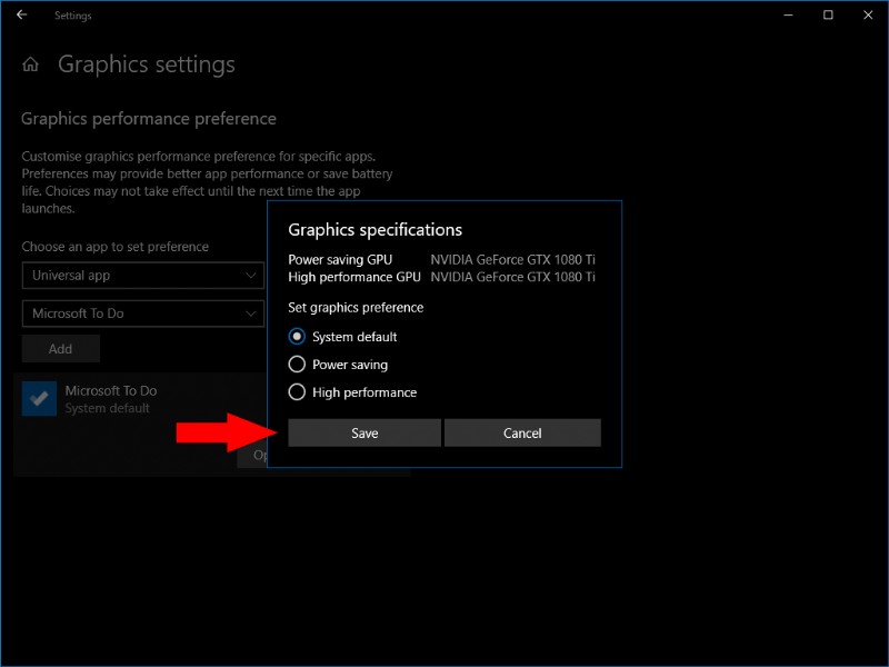 Windows 10 में प्रति-ऐप ग्राफ़िकल प्रदर्शन सेटिंग कैसे सेट करें