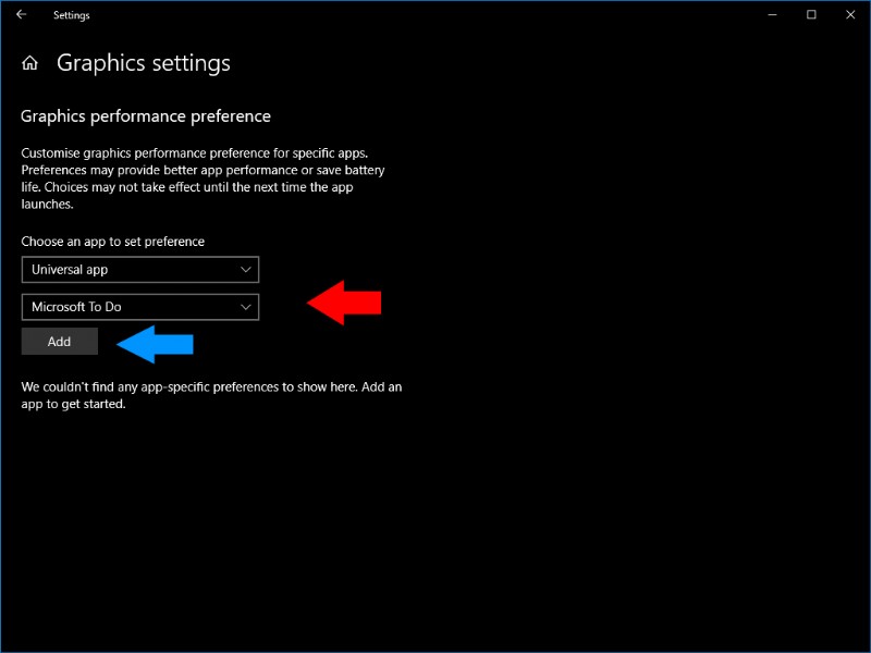 Windows 10 में प्रति-ऐप ग्राफ़िकल प्रदर्शन सेटिंग कैसे सेट करें