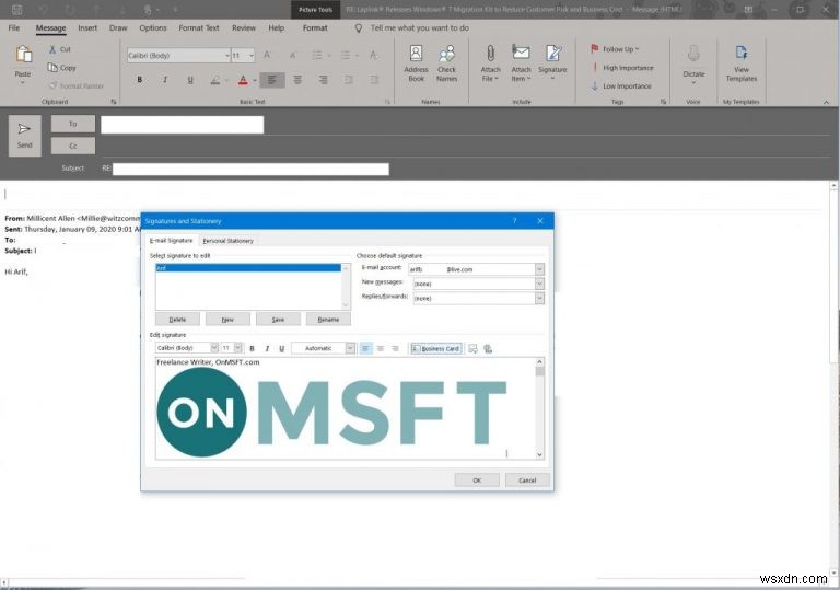 आउटलुक में ईमेल में हस्ताक्षर कैसे बनाएं और जोड़ें