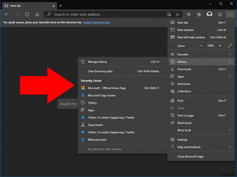 Microsoft Edge Insider में बंद टैब को फिर से कैसे खोलें