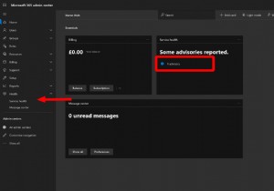 व्यवस्थापक केंद्र का उपयोग करके Office 365 सेवा सलाह को कैसे देखें और रिपोर्ट करें