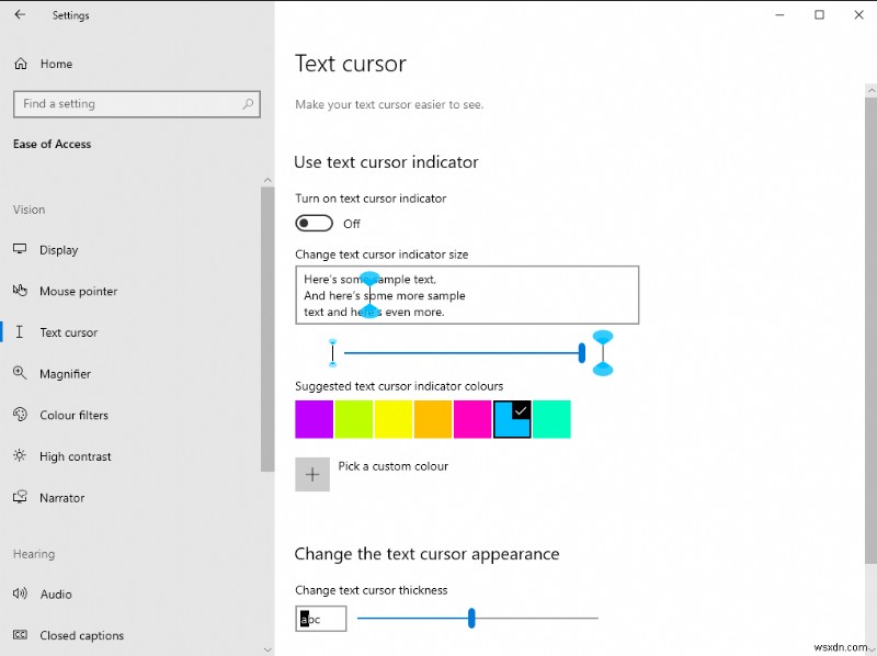 Windows 10 में टेक्स्ट इनपुट कर्सर को कैसे अनुकूलित करें