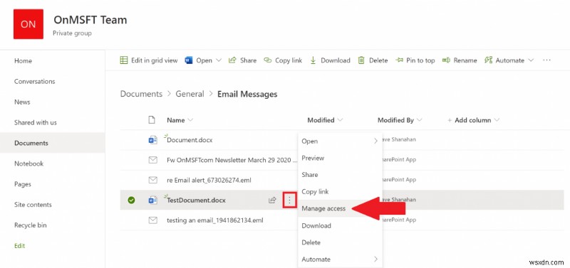 Microsoft Teams में SharePoint के साथ फ़ाइल एक्सेस कैसे प्रबंधित करें