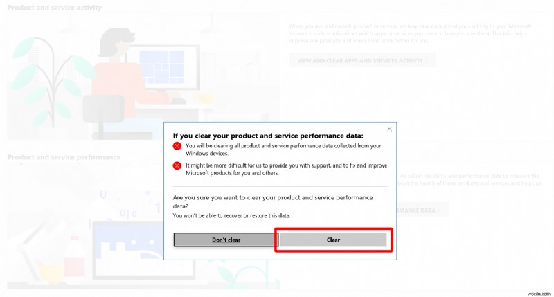 अपने Microsoft खाते से उत्पाद और सेवा प्रदर्शन डेटा कैसे साफ़ करें
