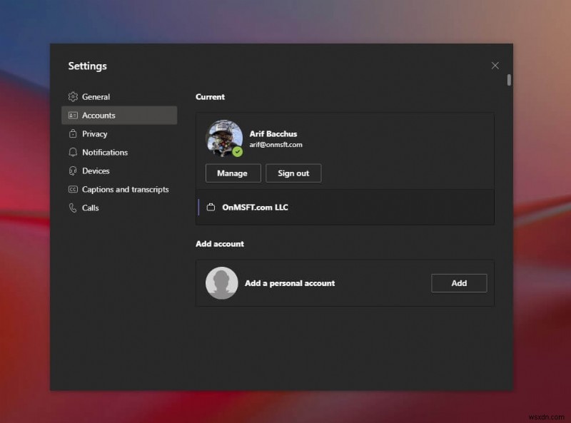 Microsoft Teams ऐप में व्यक्तिगत खाता कैसे जोड़ें