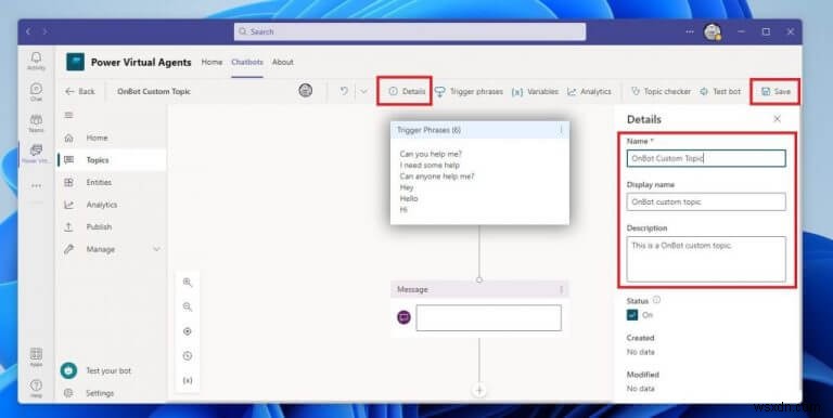 Microsoft Teams पर अपने Power Virtual Agents चैटबॉट के लिए विषय कैसे बनाएं और संपादित करें