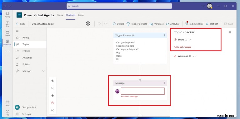 Microsoft Teams पर अपने Power Virtual Agents चैटबॉट के लिए विषय कैसे बनाएं और संपादित करें