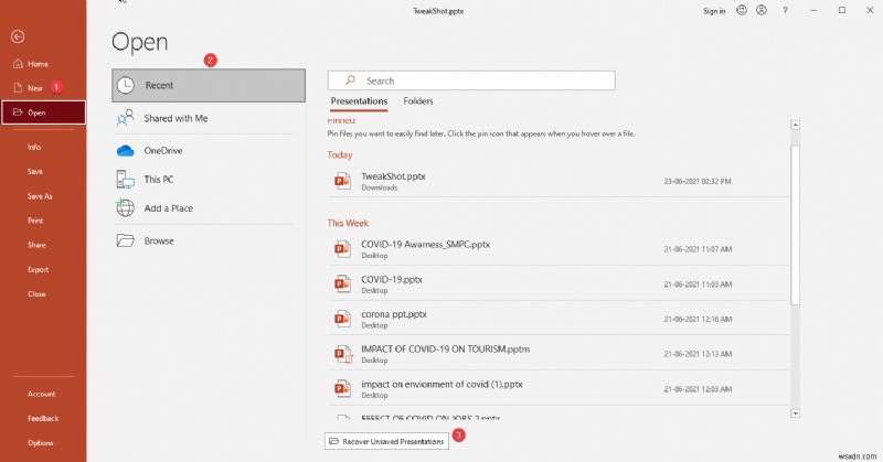 Windows 10 में बिना सहेजे गए PowerPoint को कैसे पुनर्प्राप्त करें
