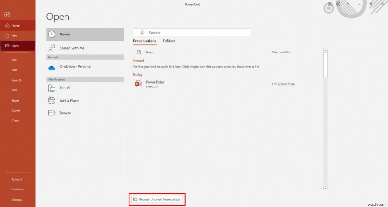Windows 10 में बिना सहेजे गए PowerPoint को कैसे पुनर्प्राप्त करें