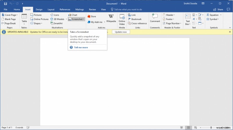 MS Office इनबिल्ट स्क्रीनशॉट टूल का उपयोग कैसे करें?
