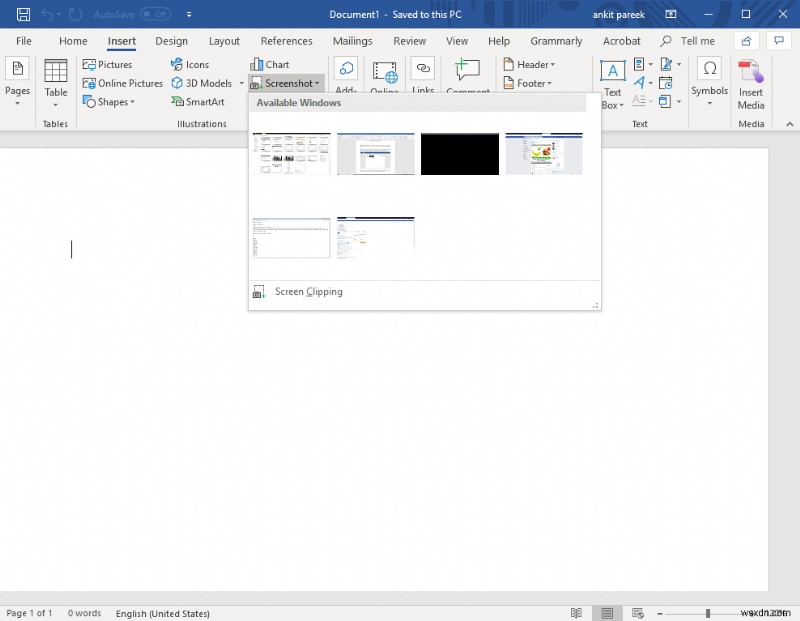MS Office इनबिल्ट स्क्रीनशॉट टूल का उपयोग कैसे करें?