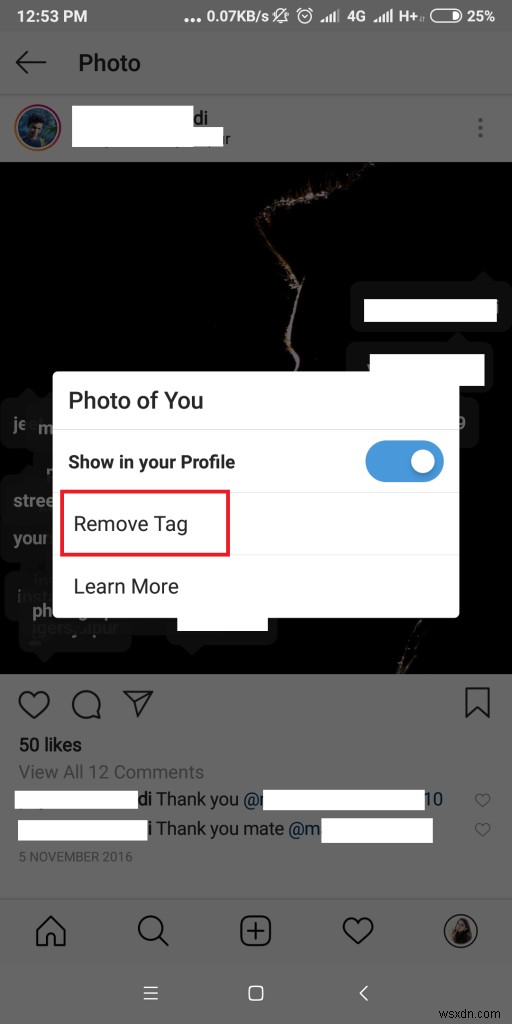 किसी अन्य उपयोगकर्ता की Instagram फ़ोटो से स्वयं को कैसे अनटैग करें?