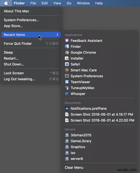 अपने Mac से हाल की फ़ाइलें और फ़ोल्डर कैसे साफ़ करें