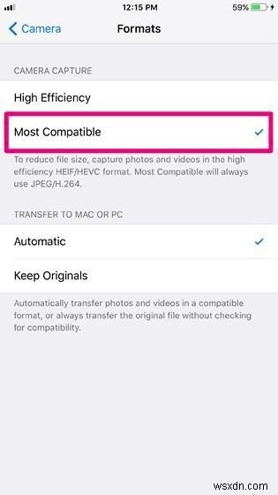 iOS 11 में उच्च दक्षता छवि प्रारूप को अक्षम कैसे करें
