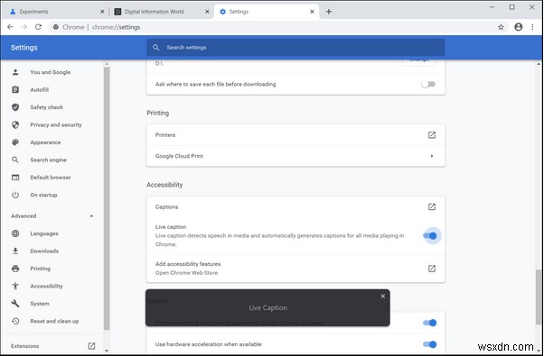 Google Chrome में लाइव कैप्शन को कैसे सक्षम या अक्षम करें