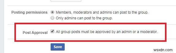 फेसबुक ग्रुप पोस्ट के लिए स्वीकृति अनुरोध सेट करें