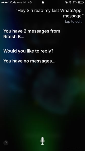 iOS Voice Assistant अब WhatsApp के नवीनतम संदेश पढ़ सकती है