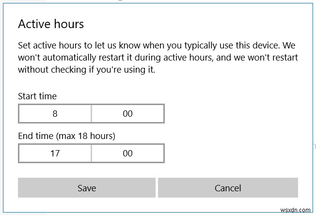 Windows 10 में सक्रिय घंटे कॉन्फ़िगर करने के चरण