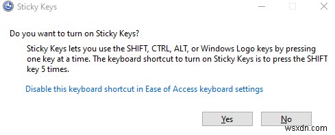Windows 10 में स्टिकी कुंजियों को कैसे निष्क्रिय करें