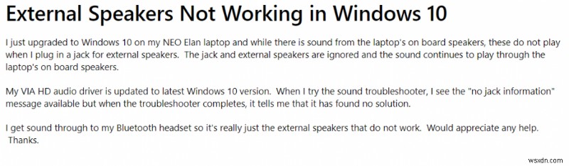 [SOLVED] विंडोज़ 10 पीसी और लैपटॉप पर बाहरी स्पीकर काम नहीं कर रहे