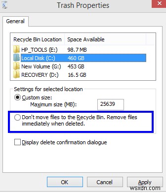 Windows 10 में रीसायकल बिन को बायपास कैसे करें?