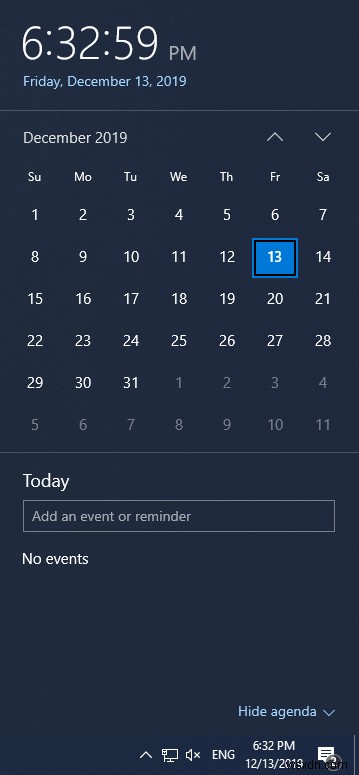Windows 10 पर टास्कबार से कैलेंडर ऐप का उपयोग कैसे करें